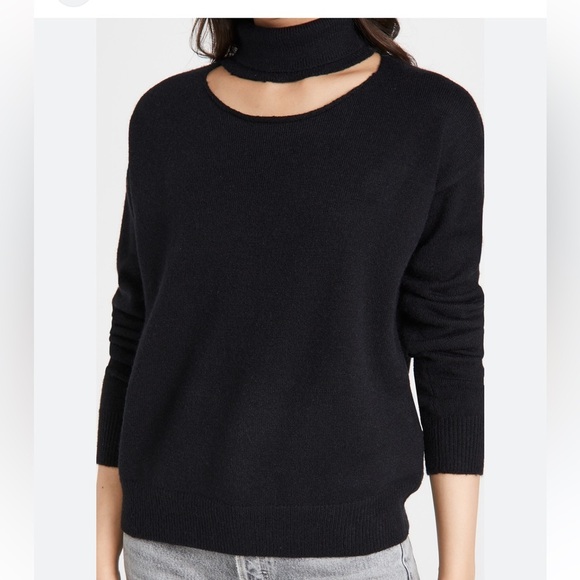 Line & Dot Harper Cut Out Turtleneck Sweater Black - Picture 1 of 8